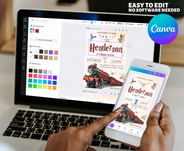 Wizard Harry Potter Editable Invitation Template - Image 7