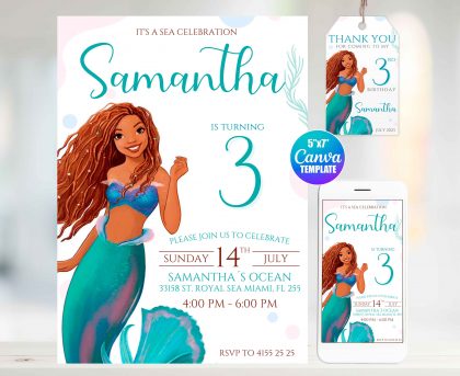 Little Mermaid Editable Invitation Template