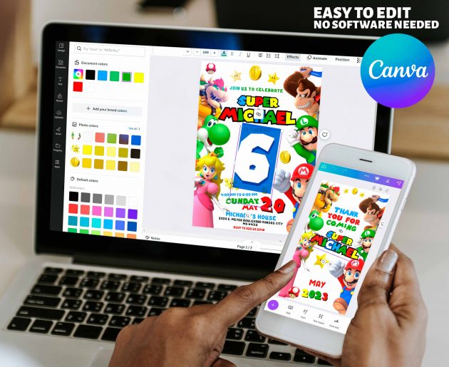 Super Mario Editable Invitation Template - Image 7