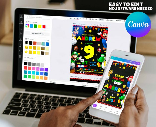 Super Mario Editable Invitation Template - Image 7