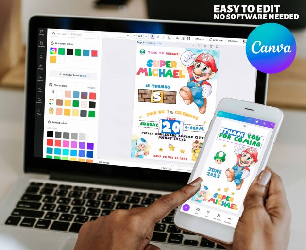 Super Mario Editable Invitation Template - Image 7