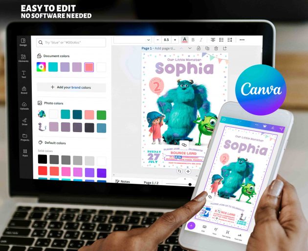 Monsters Inc Editable Invitation Template - Image 7