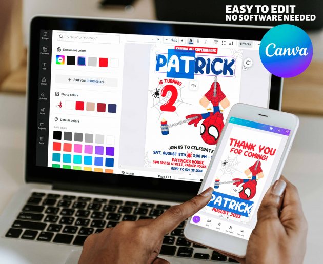Baby Spiderman Editable Invitation Template - Image 6