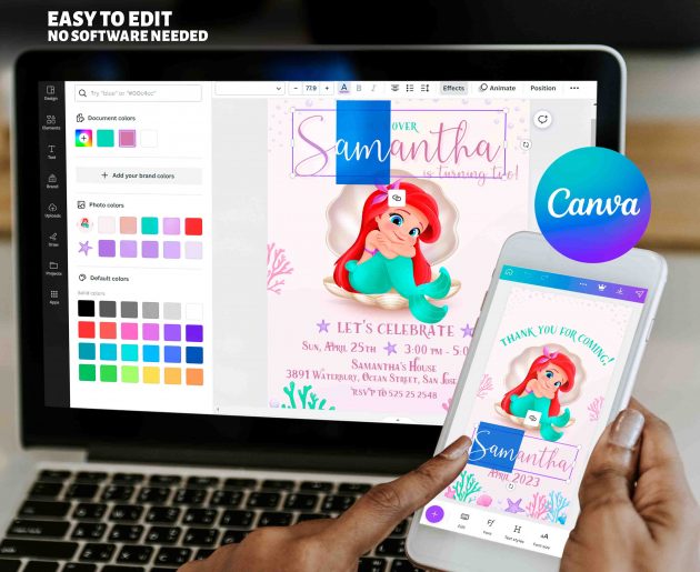 Little Mermaid Editable Invitation Template - Image 7