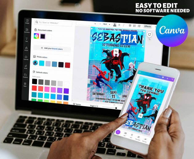 Spiderman Spiderverse Editable Invitation Template - Image 6