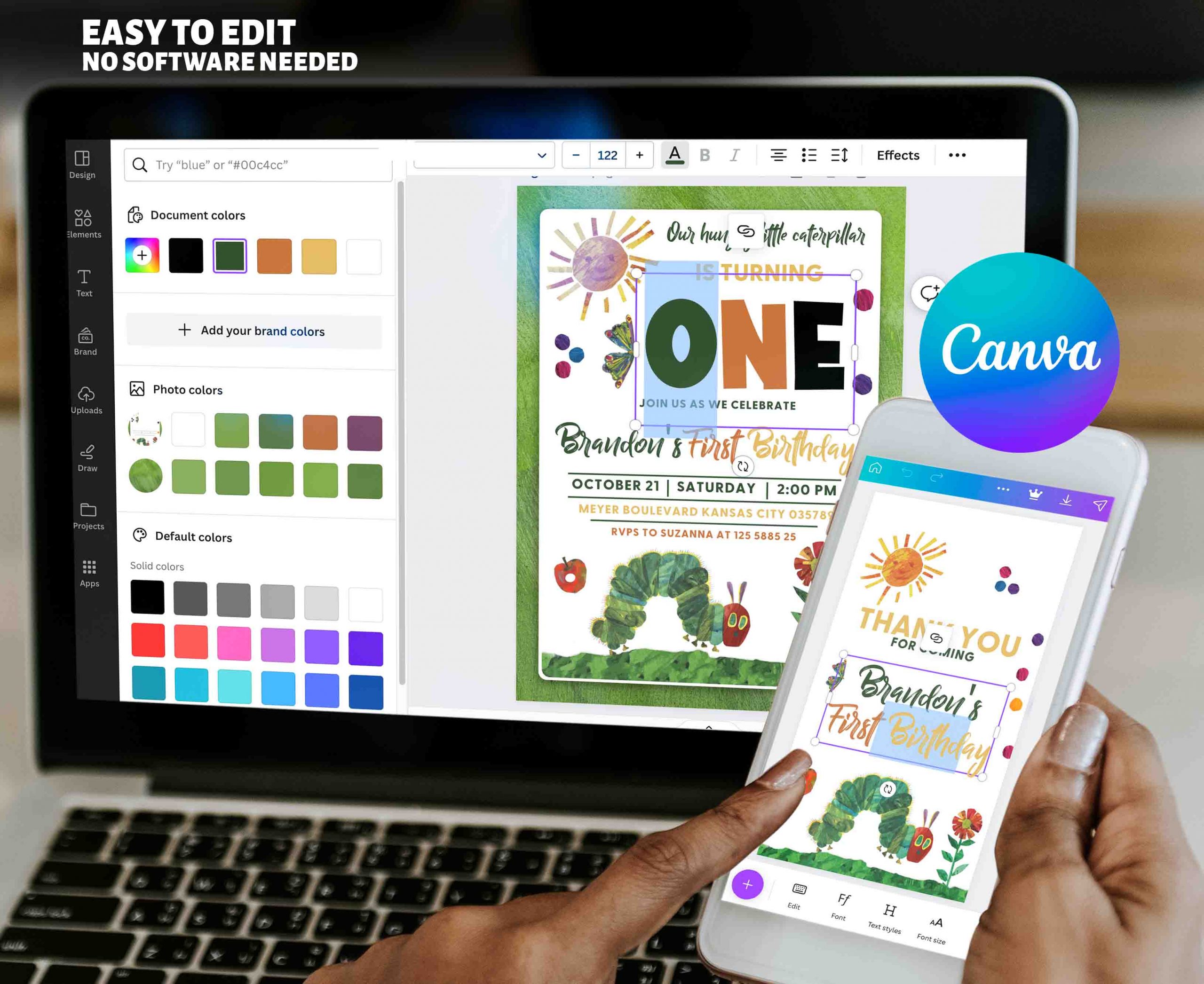 The Very Hungry Caterpillar Editable Invitation Template - Image 6