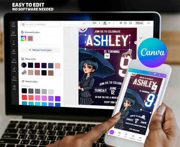 Wednesday Addams Editable Invitation Template - Image 7
