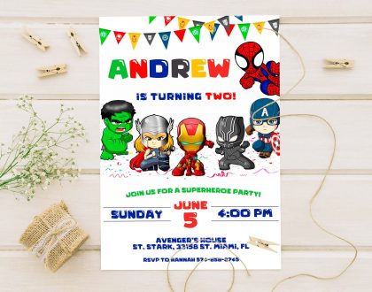 Avengers Superheroe Editable Birthday Template Invitation