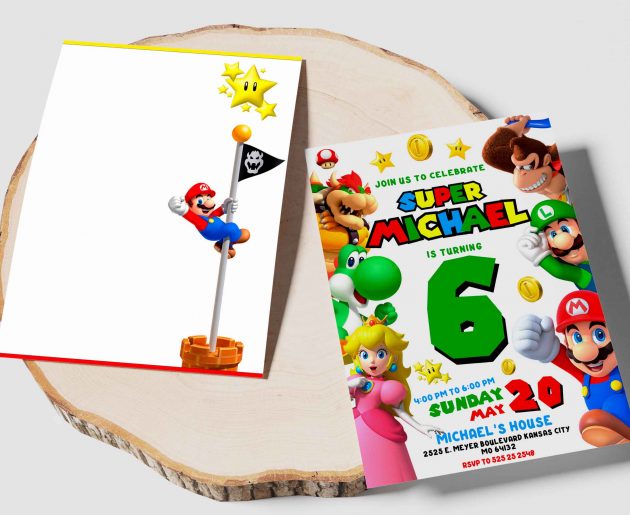 Super Mario Editable Invitation Template - Image 3