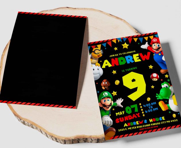 Super Mario Editable Invitation Template - Image 4
