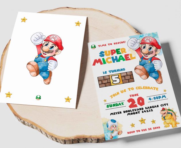 Super Mario Editable Invitation Template - Image 4