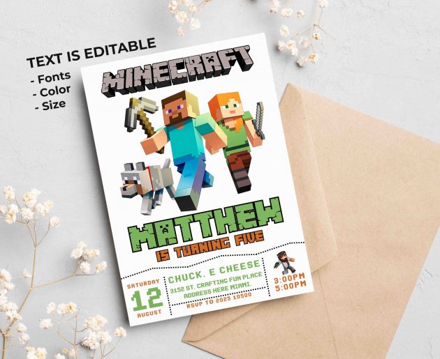 Minecraft Editable Invitation Template - Image 2