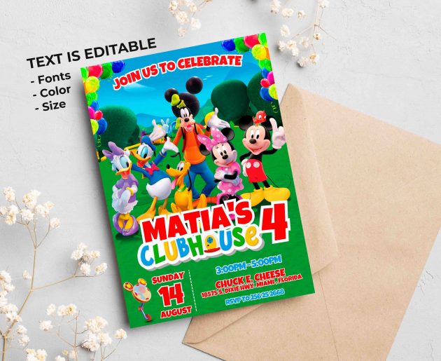 Mickey Mouse Editable Invitation Template - Image 2