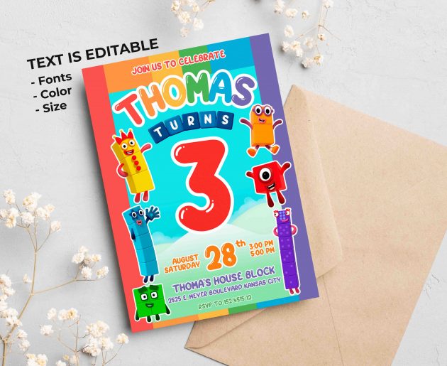 Numberblocks Editable Invitation Template - Image 2