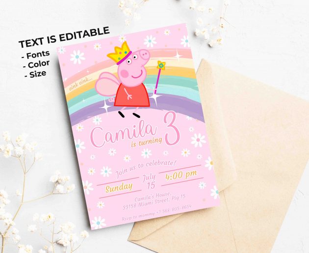Peppa Pig Editable Invitation Template - Image 2