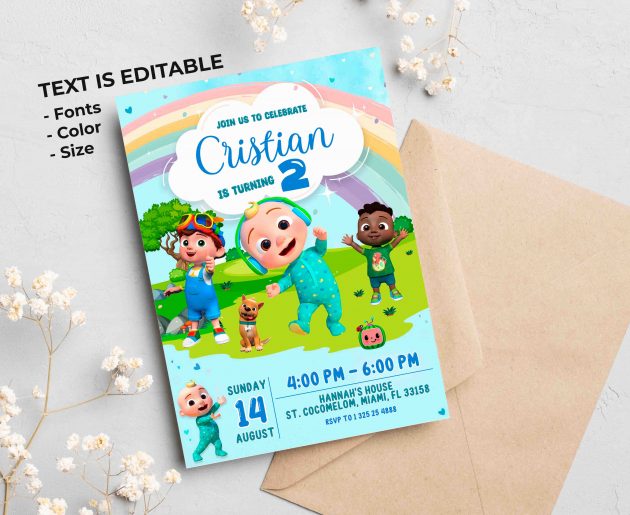 Cocomelon Boy Editable Invitation Template - Image 2