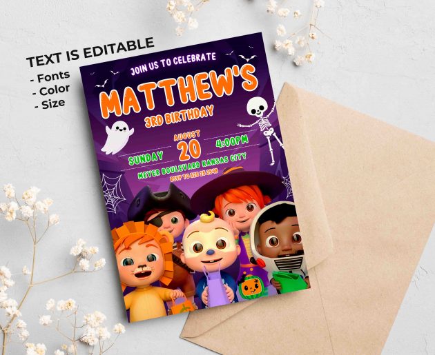 Cocomelon Spooky Editable Invitation Template - Image 2