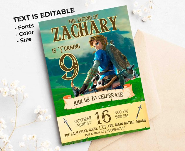 The Legend of Zelda Editable Invitation Template - Image 2