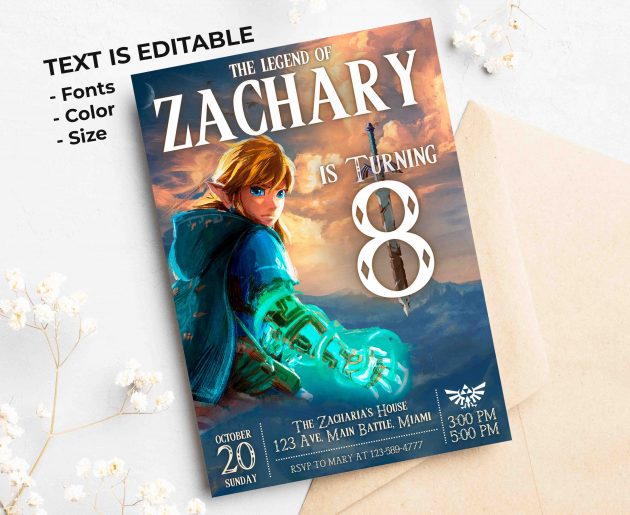The Legend of Zelda Editable Invitation Template - Image 2