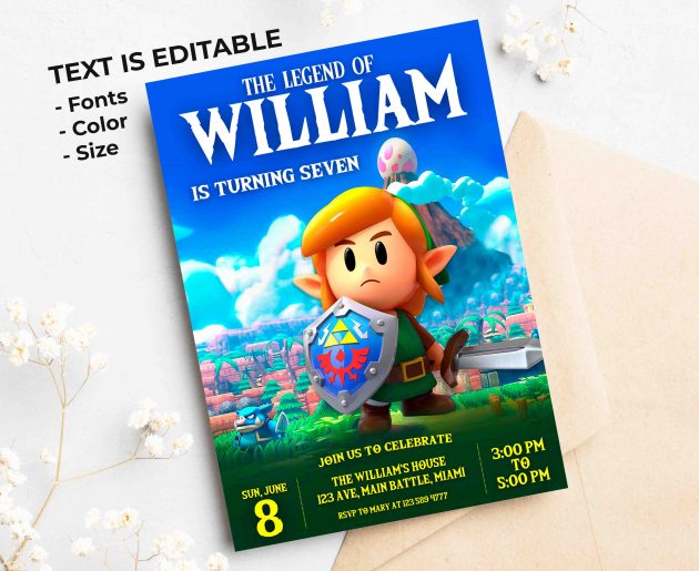 The Legend of Zelda Editable Invitation Template - Image 2