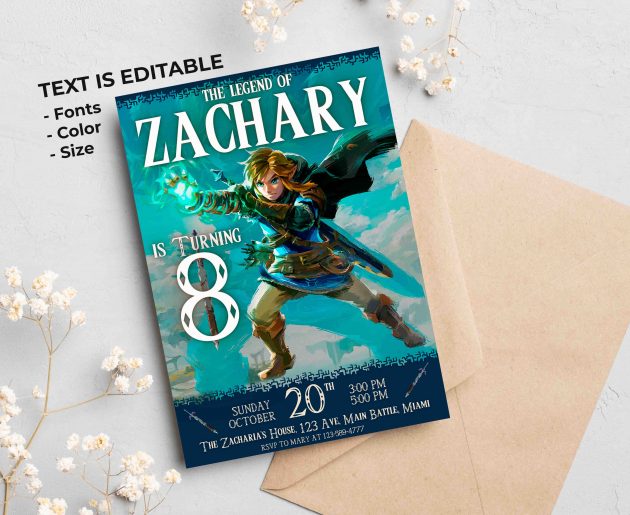 The Legend of Zelda Editable Invitation Template - Image 2