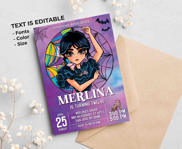 Wednesday Addams Editable Invitation Template - Image 2