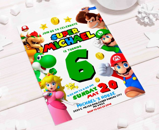 Super Mario Editable Invitation Template - Image 5