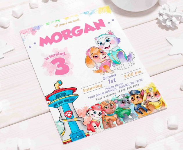 Skye Everest Paw Patrol Editable Invitation Template - Image 5