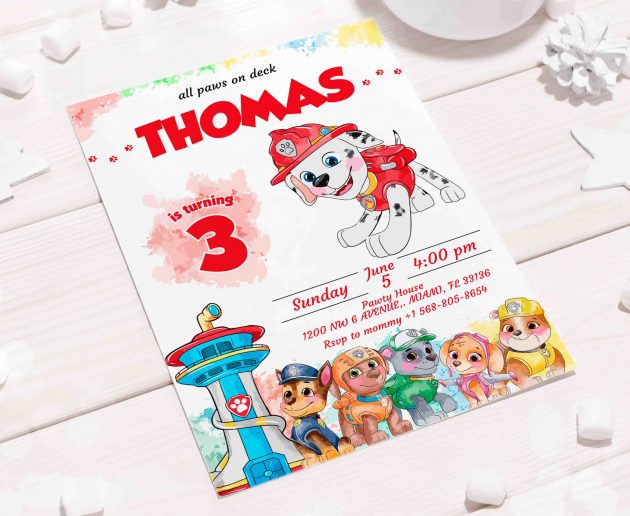 Marshall Paw Patrol Editable Invitation Template - Image 5