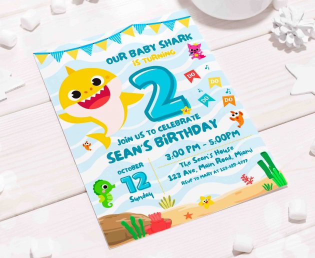 Baby Shark Boy Editable Birthday Invitation - Image 6