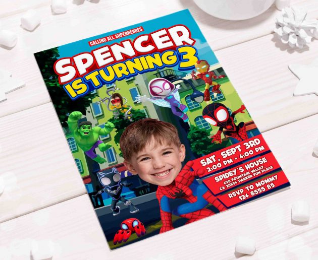 Spiderman Birthday Invitation with photo, custom photo - Image 6
