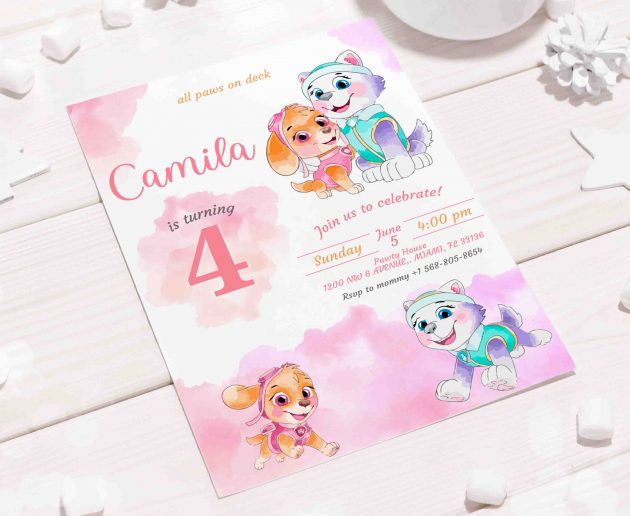 Skye Everest Paw Patrol Editable Invitation Template - Image 5