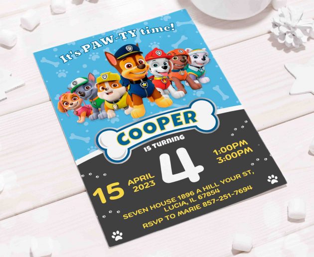 Paw Patrol Editable Invitation Template - Image 6