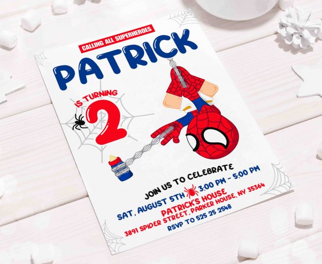 Baby Spiderman Editable Invitation Template - Image 5