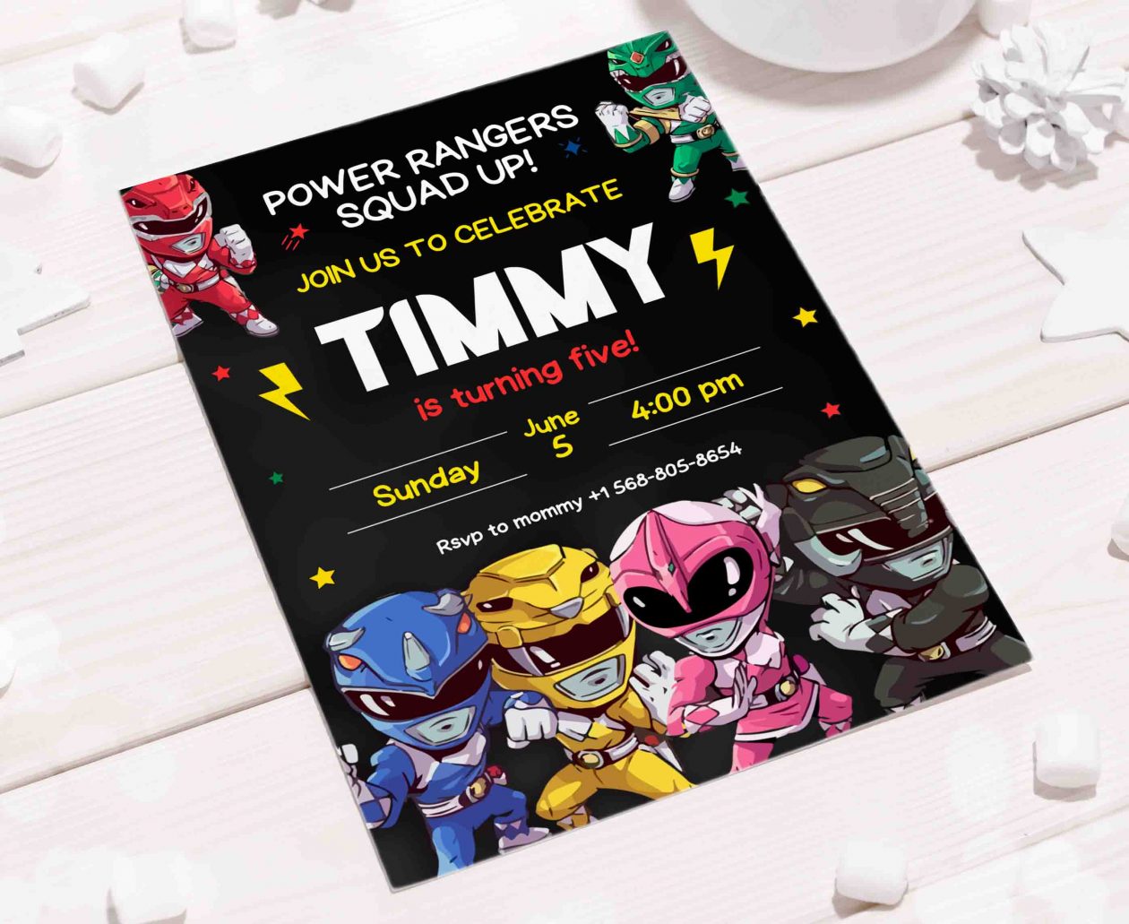 Power Rangers Editable Invitation Template – Sweet Moments Template