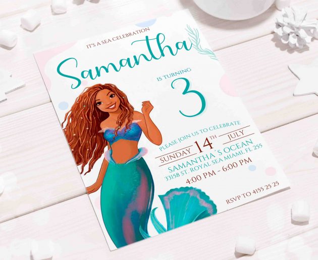 Little Mermaid Editable Invitation Template - Image 5
