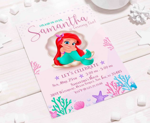 Little Mermaid Editable Invitation Template - Image 6