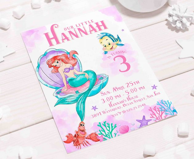 Little Mermaid Editable Invitation Template - Image 6
