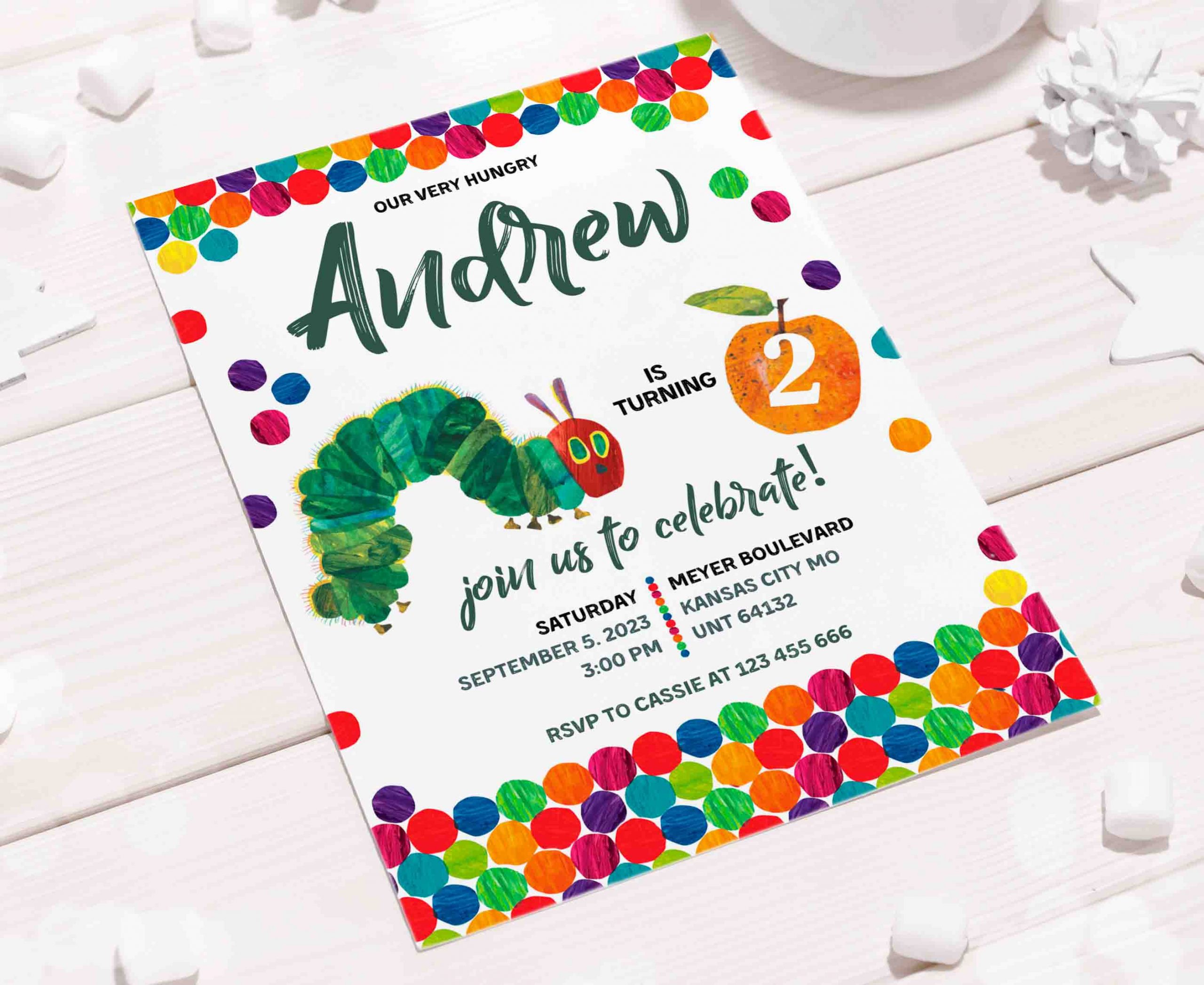 The Very Hungry Caterpillar Editable Invitation Template - Image 6