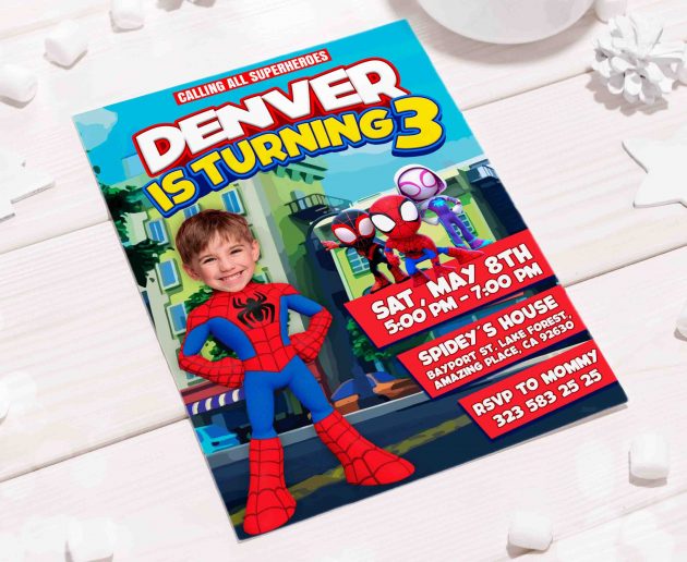 Spiderman Birthday Invitation with photo, custom photo - Image 5