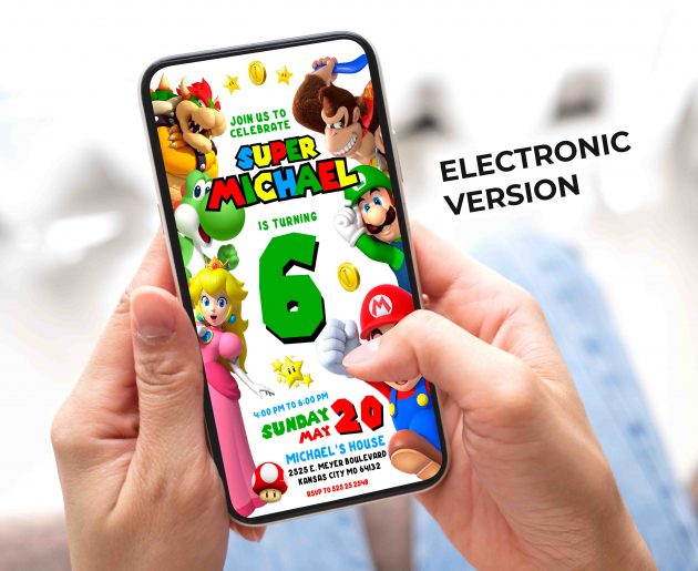 Super Mario Editable Invitation Template - Image 4