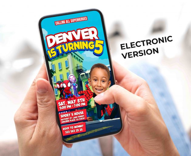 Spiderman Birthday Invitation with photo, custom photo - Image 3