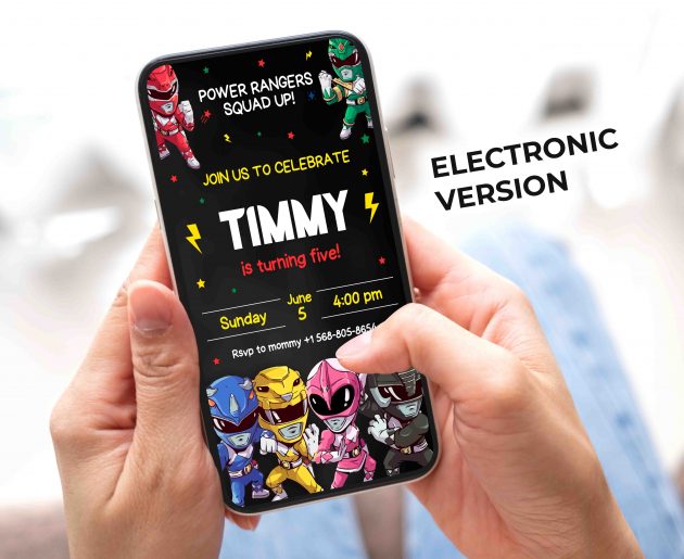 Power Rangers Editable Invitation Template - Image 3