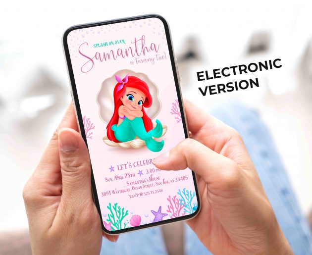 Little Mermaid Editable Invitation Template - Image 3