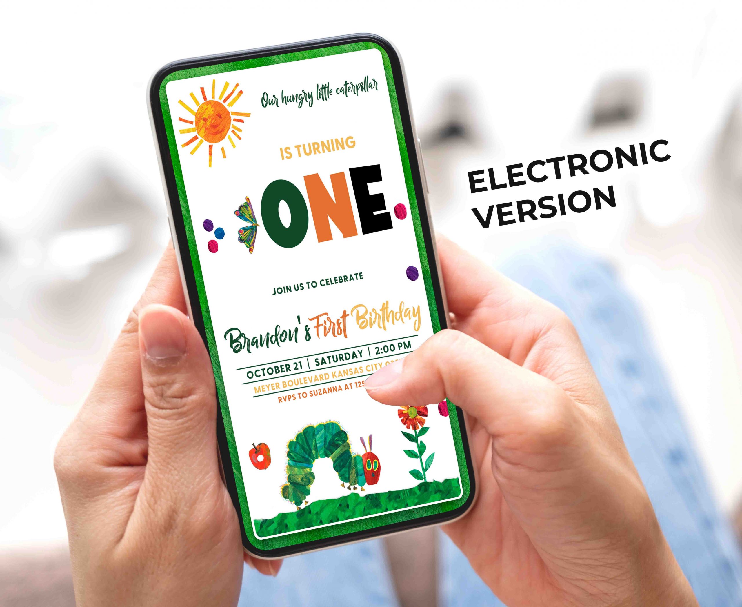 The Very Hungry Caterpillar Editable Invitation Template - Image 3