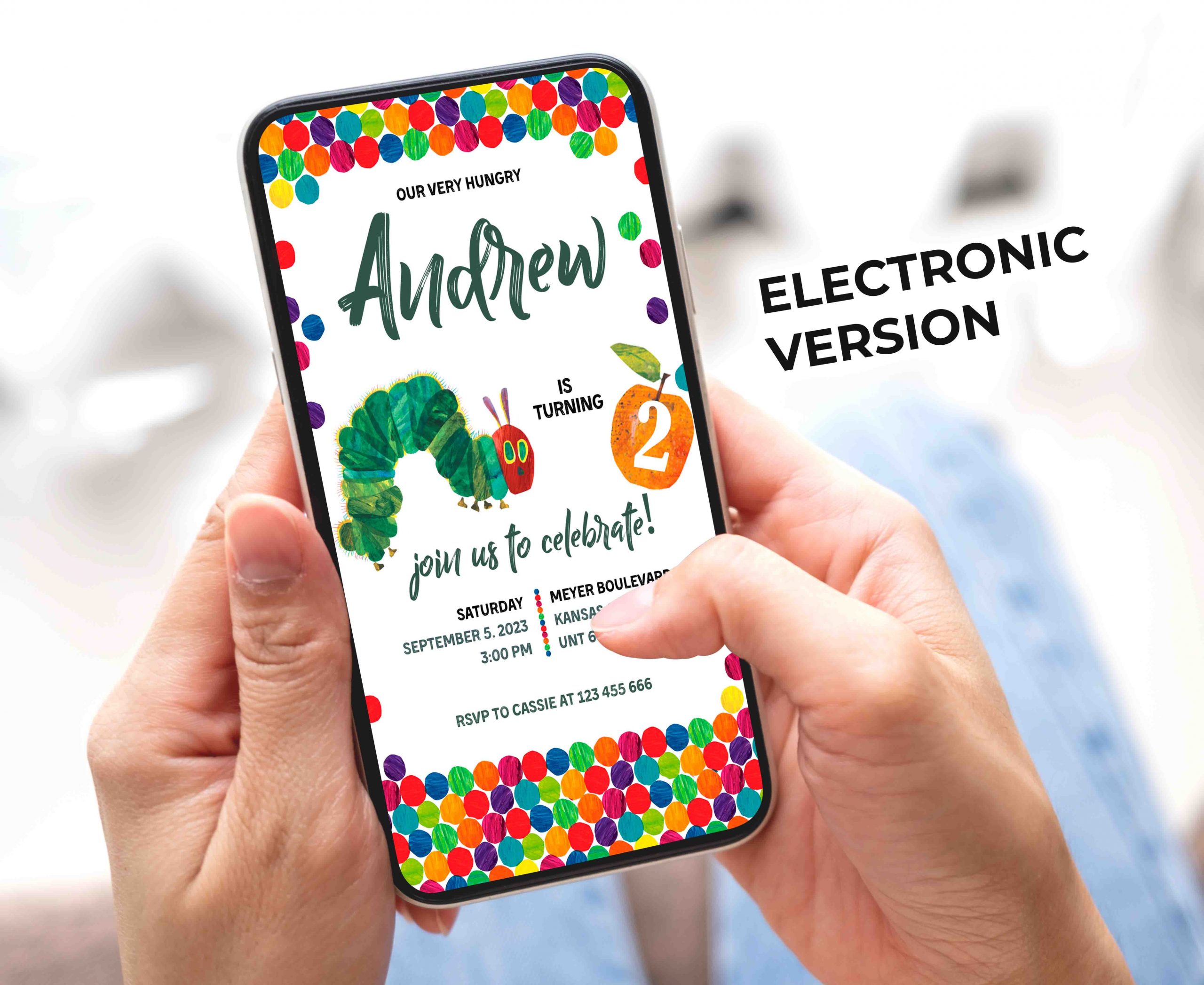 The Very Hungry Caterpillar Editable Invitation Template - Image 3