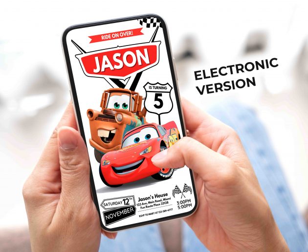 Cars Mater Editable Invitation Template - Image 3