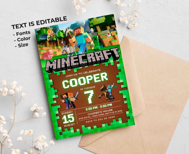 Minecraft Editable Invitation Template - Image 2