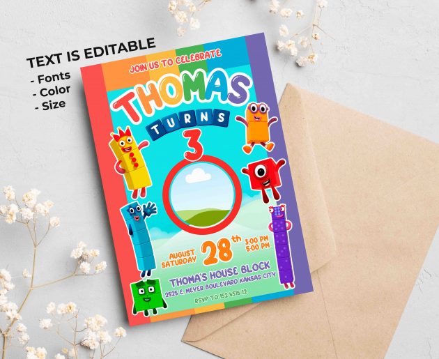 Numberblocks Editable Invitation Template - Image 2