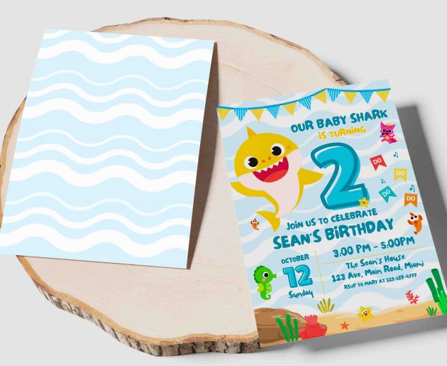 Baby Shark Boy Editable Birthday Invitation - Image 3